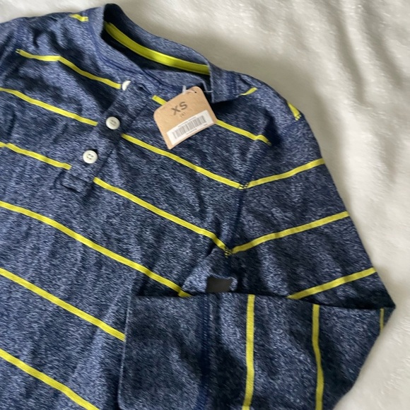 Crazy 8 Navy and Yellow Striped Long Sleeve Henley - Picture 2 of 7